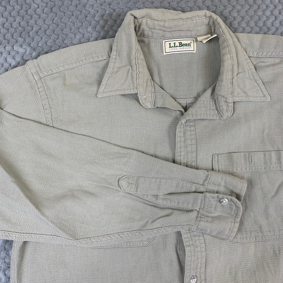 L.L. Bean Other - LL Bean Cool Weave Mens Medium Khaki Cotton Long Sleeve Button Down Shirt